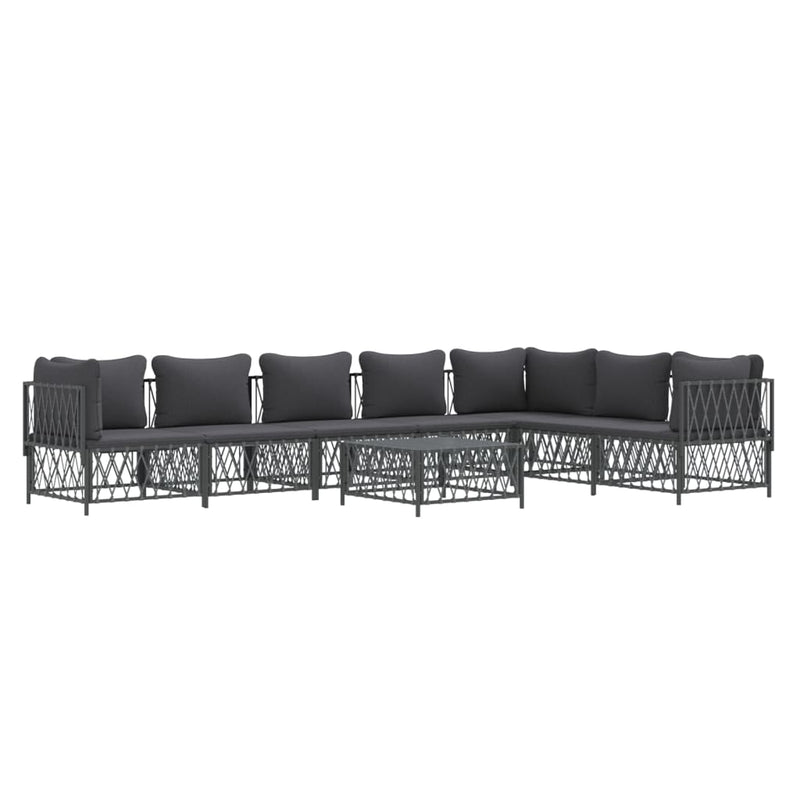 8 Piece Garden Lounge Set with Cushions Anthracite Steel Payday Deals