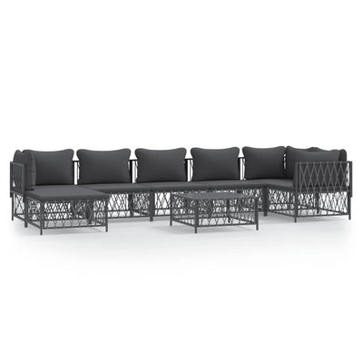 8 Piece Garden Lounge Set with Cushions Anthracite Steel Payday Deals
