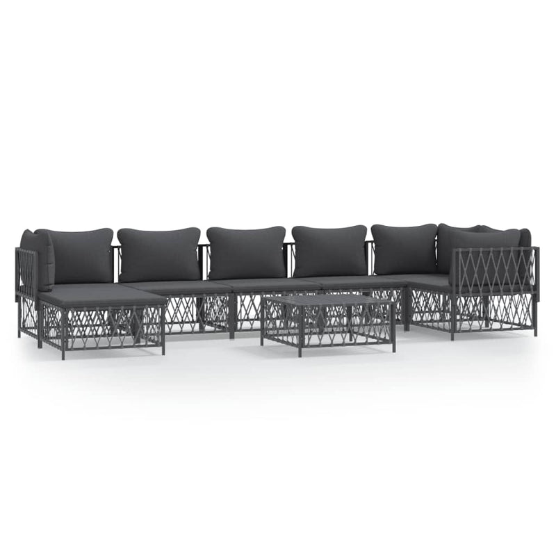 8 Piece Garden Lounge Set with Cushions Anthracite Steel Payday Deals