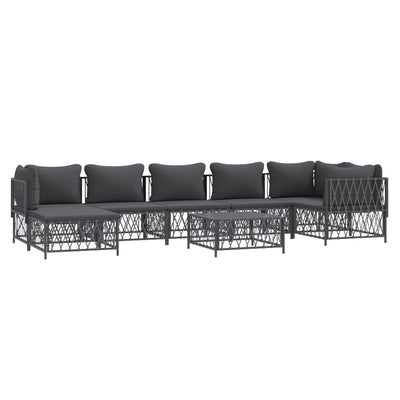 8 Piece Garden Lounge Set with Cushions Anthracite Steel Payday Deals