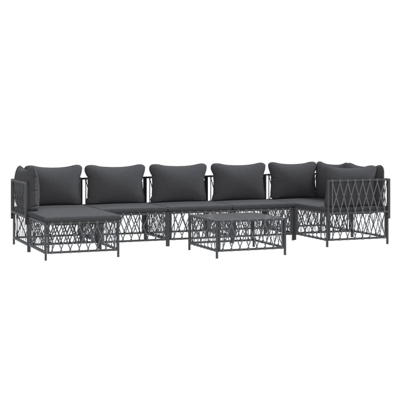 8 Piece Garden Lounge Set with Cushions Anthracite Steel Payday Deals