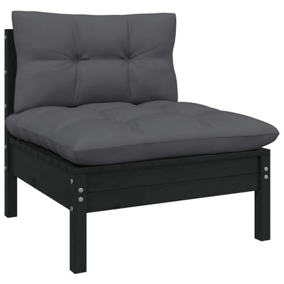 8 Piece Garden Lounge Set with Cushions Black Pinewood Payday Deals