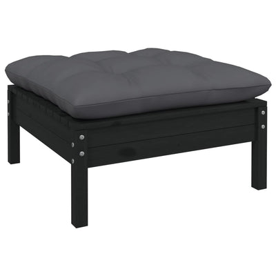 8 Piece Garden Lounge Set with Cushions Black Pinewood Payday Deals