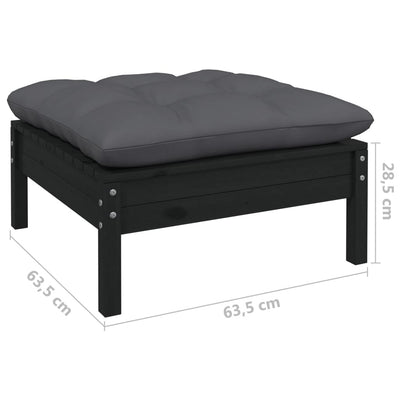 8 Piece Garden Lounge Set with Cushions Black Pinewood Payday Deals