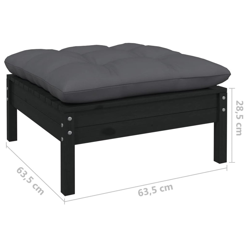 8 Piece Garden Lounge Set with Cushions Black Pinewood Payday Deals
