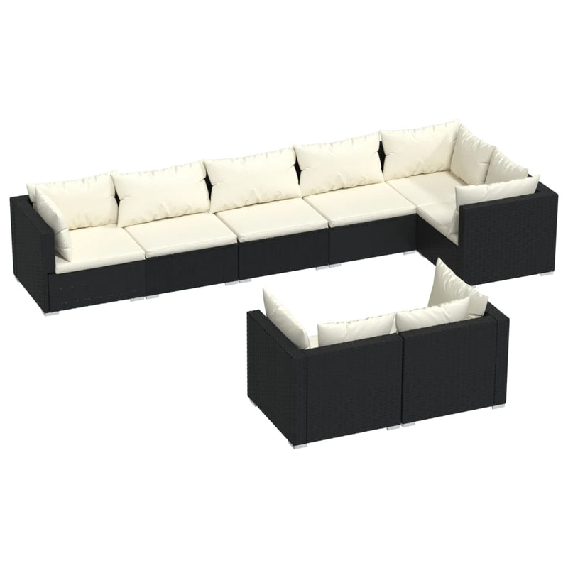 8 Piece Garden Lounge Set with Cushions Black Poly Rattan Payday Deals