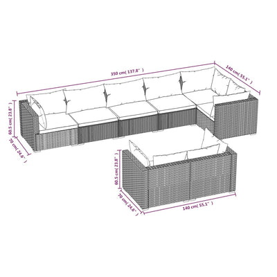 8 Piece Garden Lounge Set with Cushions Black Poly Rattan Payday Deals