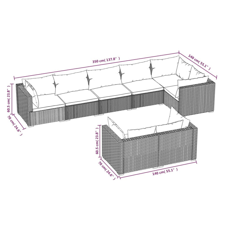 8 Piece Garden Lounge Set with Cushions Black Poly Rattan Payday Deals