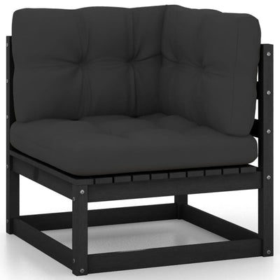 8 Piece Garden Lounge Set with Cushions Black Solid Pinewood Payday Deals