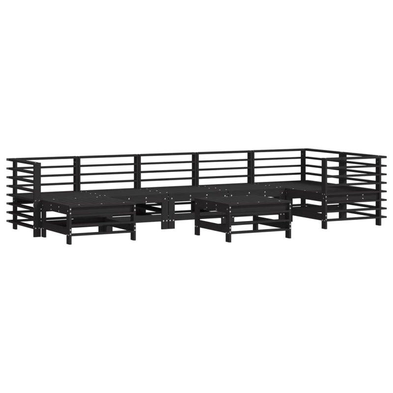 8 Piece Garden Lounge Set with Cushions Black Solid Wood Payday Deals