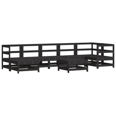 8 Piece Garden Lounge Set with Cushions Black Solid Wood Payday Deals