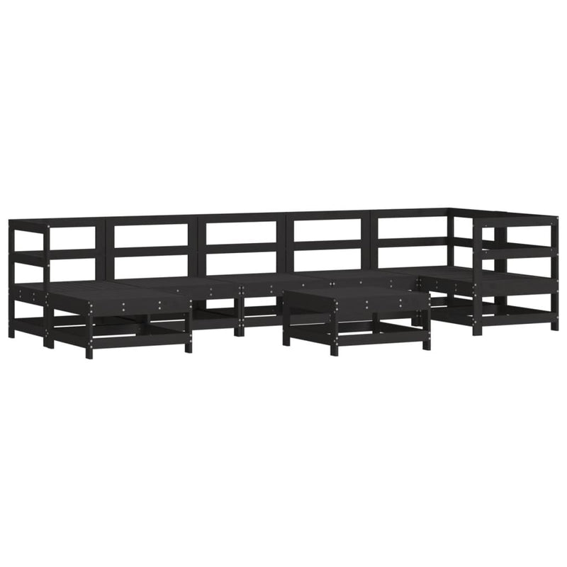 8 Piece Garden Lounge Set with Cushions Black Solid Wood Payday Deals