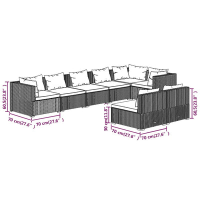 8 Piece Garden Lounge Set with Cushions Brown Poly Rattan Payday Deals