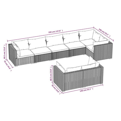 8 Piece Garden Lounge Set with Cushions Brown Poly Rattan Payday Deals