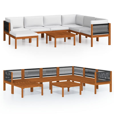 8 Piece Garden Lounge Set with Cushions Cream Solid Acacia Wood Payday Deals