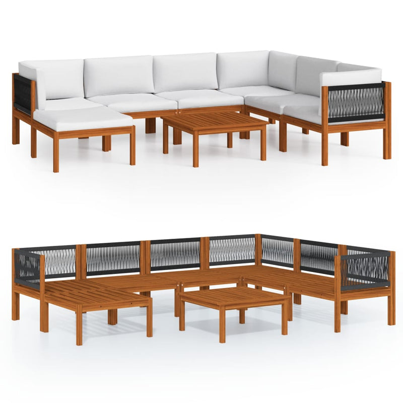8 Piece Garden Lounge Set with Cushions Cream Solid Acacia Wood Payday Deals