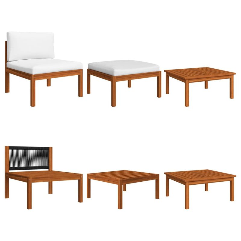 8 Piece Garden Lounge Set with Cushions Cream Solid Acacia Wood Payday Deals