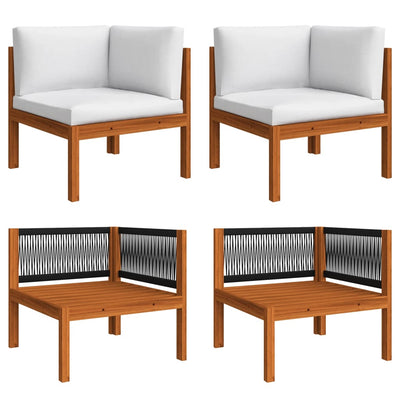 8 Piece Garden Lounge Set with Cushions Cream Solid Acacia Wood Payday Deals