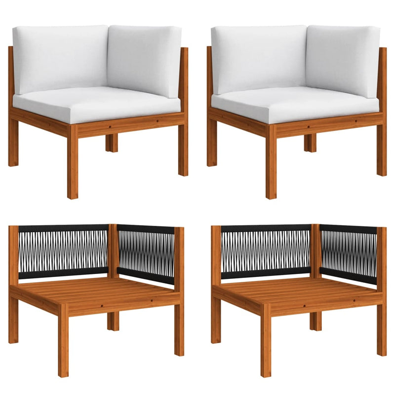 8 Piece Garden Lounge Set with Cushions Cream Solid Acacia Wood Payday Deals