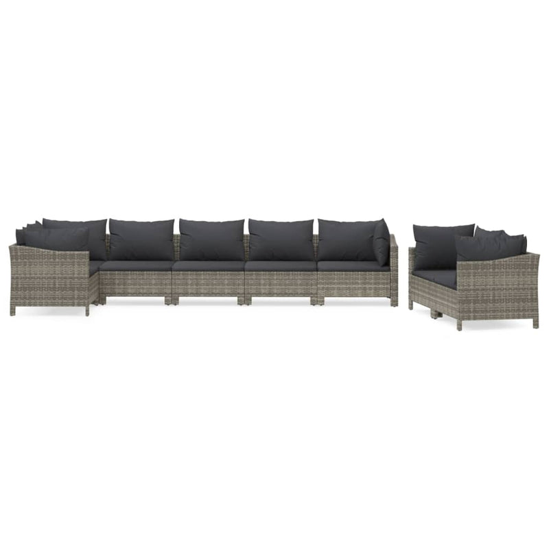 8 Piece Garden Lounge Set with Cushions Grey Poly Rattan Payday Deals