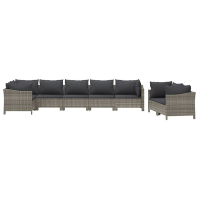 8 Piece Garden Lounge Set with Cushions Grey Poly Rattan Payday Deals