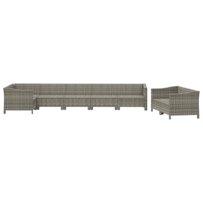 8 Piece Garden Lounge Set with Cushions Grey Poly Rattan Payday Deals