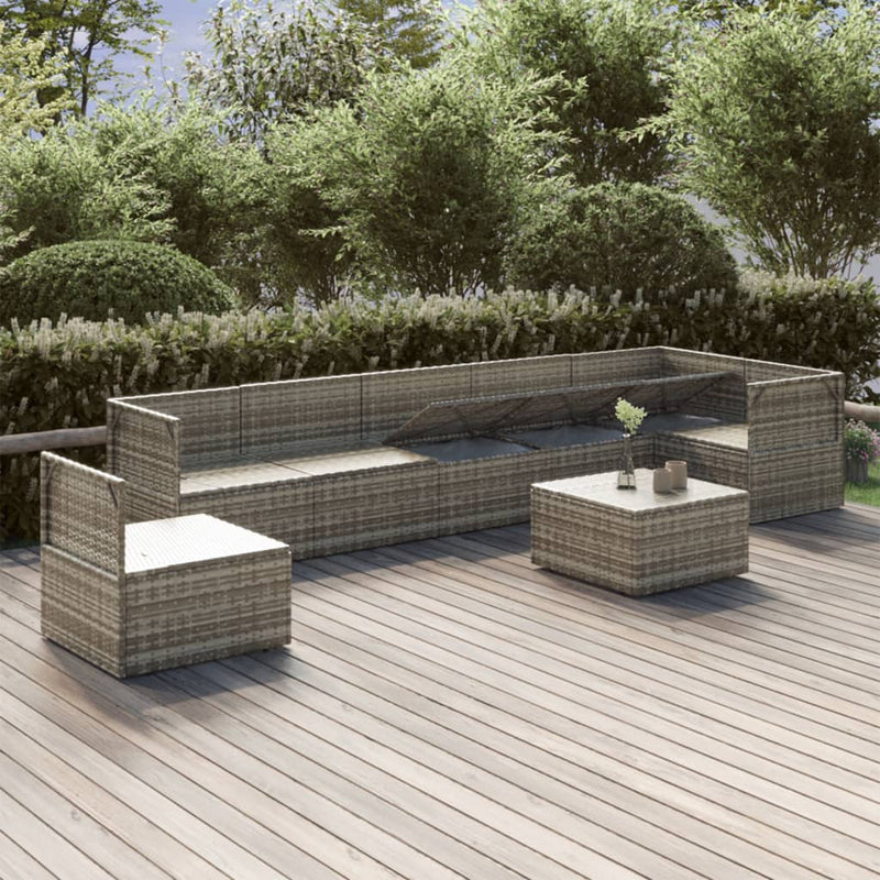 8 Piece Garden Lounge Set with Cushions Grey Poly Rattan Payday Deals