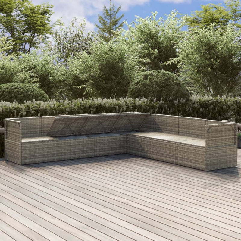 8 Piece Garden Lounge Set with Cushions Grey Poly Rattan Payday Deals