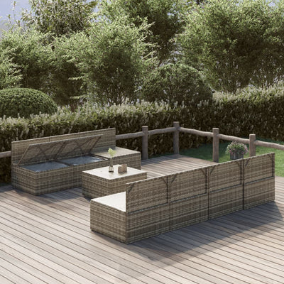 8 Piece Garden Lounge Set with Cushions Grey Poly Rattan Payday Deals