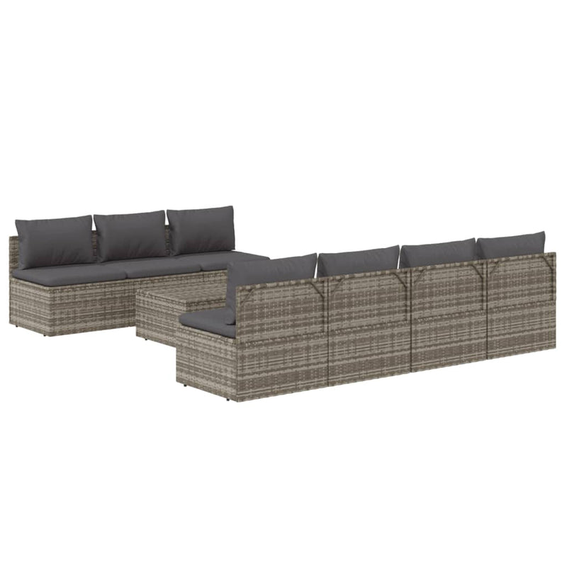 8 Piece Garden Lounge Set with Cushions Grey Poly Rattan Payday Deals