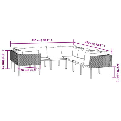 8 Piece Garden Lounge Set with Cushions Grey Poly Rattan Payday Deals