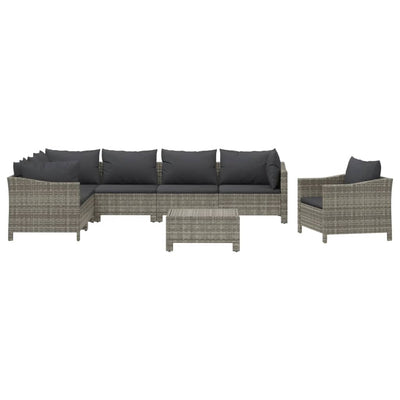 8 Piece Garden Lounge Set with Cushions Grey Poly Rattan Payday Deals