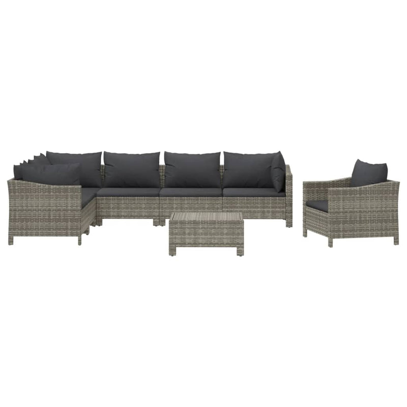 8 Piece Garden Lounge Set with Cushions Grey Poly Rattan Payday Deals