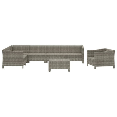 8 Piece Garden Lounge Set with Cushions Grey Poly Rattan Payday Deals