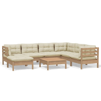 8 Piece Garden Lounge Set with Cushions Honey Brown Pinewood Payday Deals