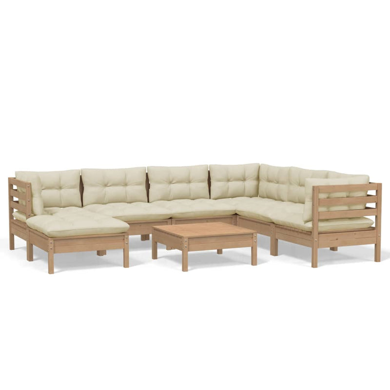 8 Piece Garden Lounge Set with Cushions Honey Brown Pinewood Payday Deals