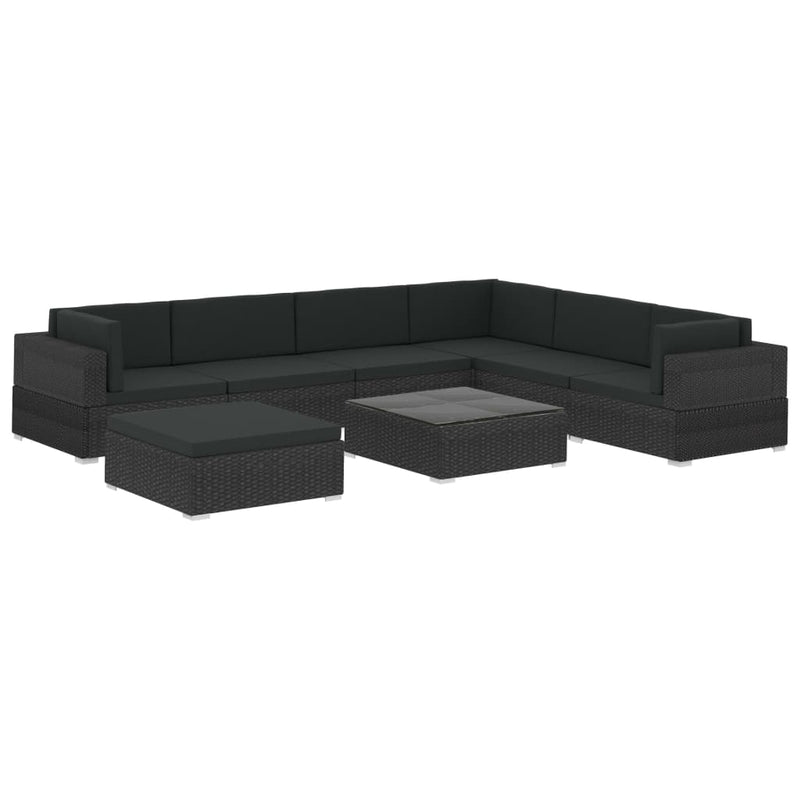 8 Piece Garden Lounge Set with Cushions Poly Rattan Black Payday Deals