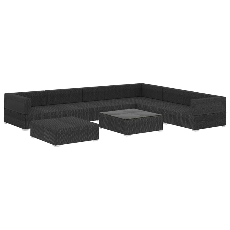 8 Piece Garden Lounge Set with Cushions Poly Rattan Black Payday Deals