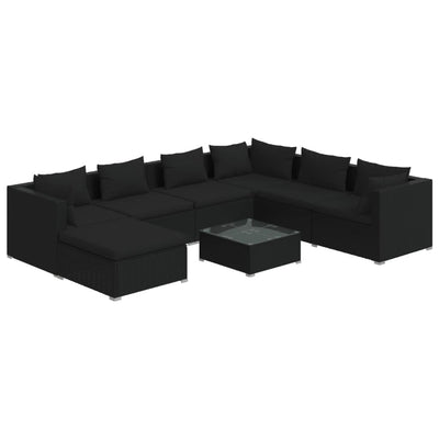 8 Piece Garden Lounge Set with Cushions Poly Rattan Black Payday Deals