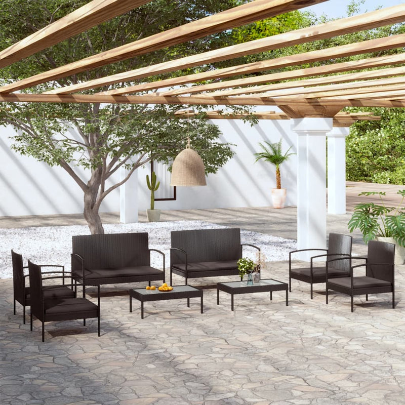 8 Piece Garden Lounge Set with Cushions Poly Rattan Black Payday Deals