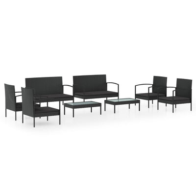8 Piece Garden Lounge Set with Cushions Poly Rattan Black Payday Deals