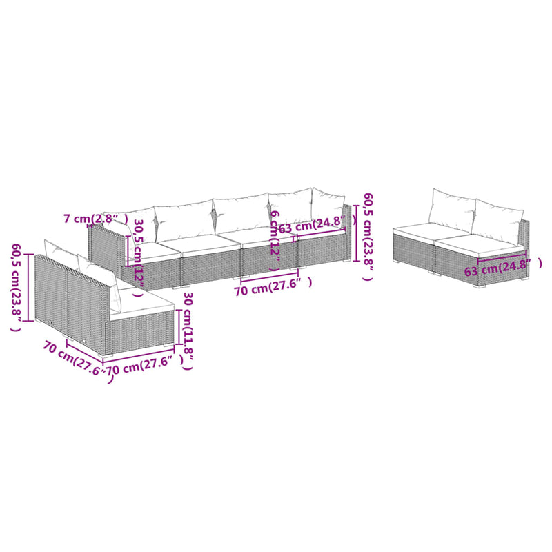 8 Piece Garden Lounge Set with Cushions Poly Rattan Black Payday Deals