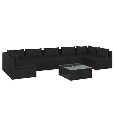 8 Piece Garden Lounge Set with Cushions Poly Rattan Black Payday Deals