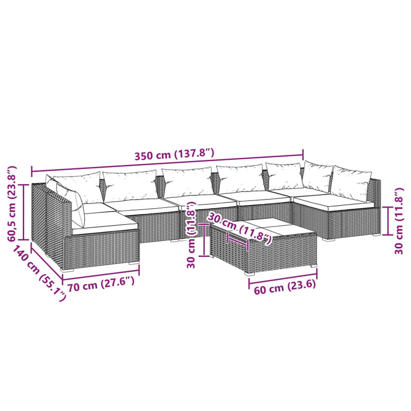 8 Piece Garden Lounge Set with Cushions Poly Rattan Black Payday Deals