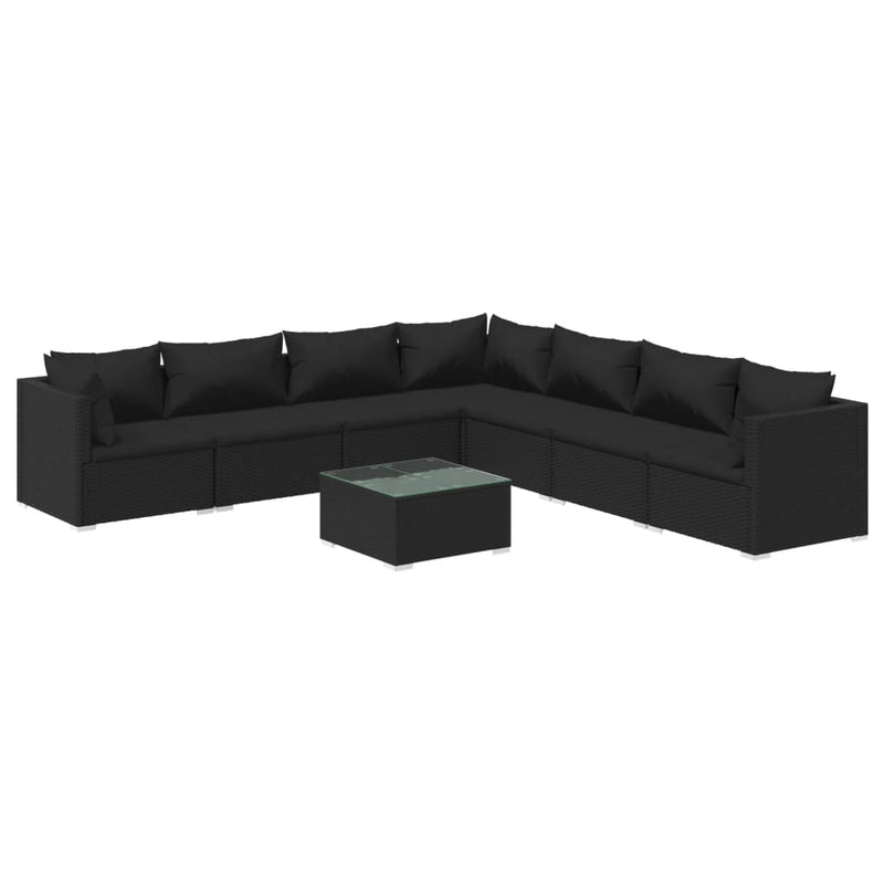 8 Piece Garden Lounge Set with Cushions Poly Rattan Black Payday Deals