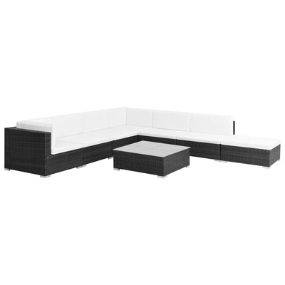 8 Piece Garden Lounge Set with Cushions Poly Rattan Black Payday Deals