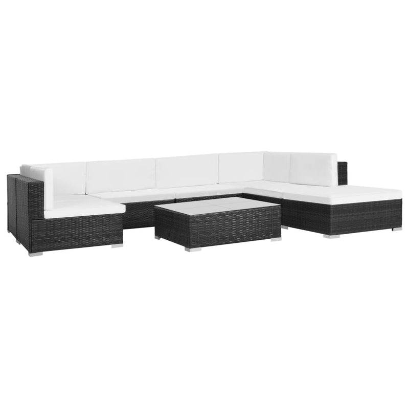8 Piece Garden Lounge Set with Cushions Poly Rattan Black Payday Deals