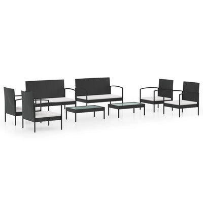 8 Piece Garden Lounge Set with Cushions Poly Rattan Black Payday Deals