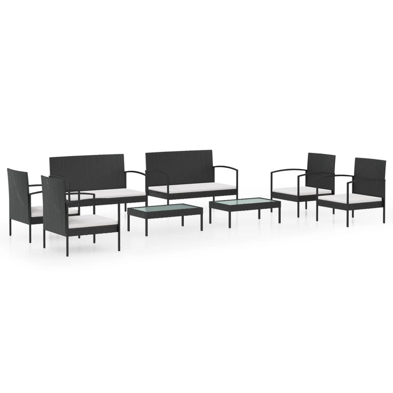 8 Piece Garden Lounge Set with Cushions Poly Rattan Black Payday Deals