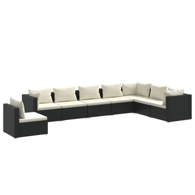 8 Piece Garden Lounge Set with Cushions Poly Rattan Black Payday Deals